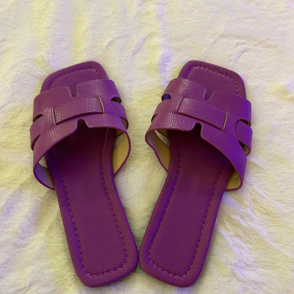 SHEIN Purple Slide Sandals with H-Shaped Cutout